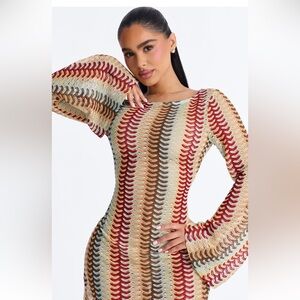 Fashion Nova Mesh Multicolor Backless Knit Dress